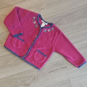 Vintage Puddles n Bubbles Embroidered Fleece Cardigan, 4T